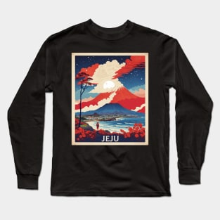 Jeju South Korea Starry Night Travel Tourism Retro Vintage Long Sleeve T-Shirt